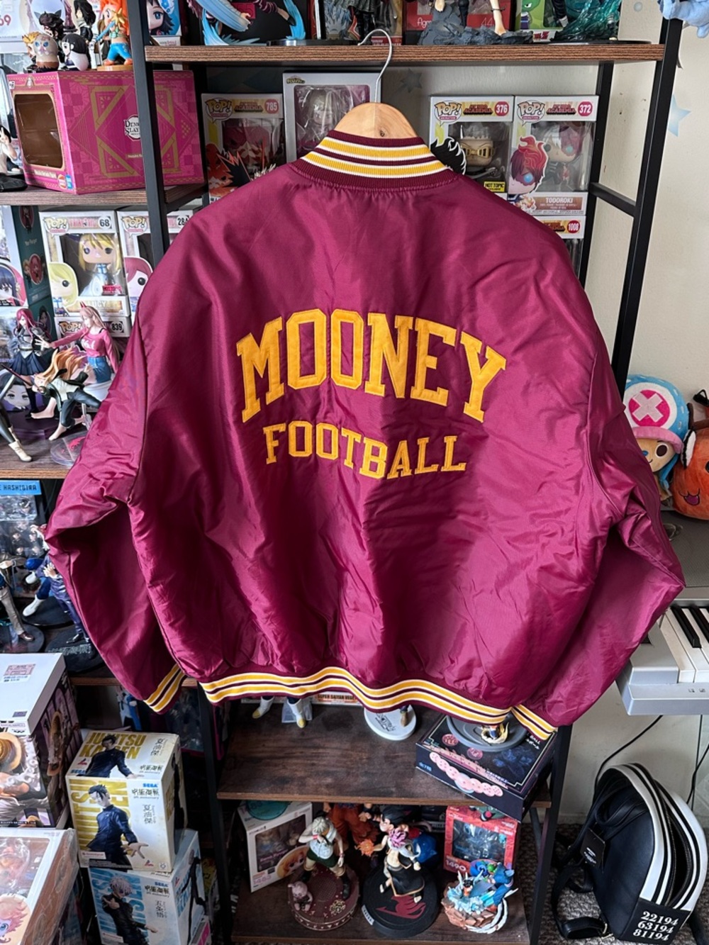 Vintage DeLONG Mooney Football Spell Out Varsity Jacket Red Yellow Men’s XL